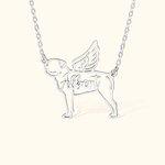 Pendentif Personnalisé Prénom et Race de Chien avec Ailes d'Ange Bijoux Commémoratifs Cadeau pour Femme Amoureuse d'Animal de Compagnie