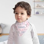 Personalized Cotton Baby Bib with Name and Date Christening Day Baby Shower Gift for Baby New Parents