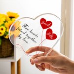 Personalisierte zwei Herzen zusammen durch Liebe Herz Acryl Plaque mit Paar Namen Valentinstag Jahrestag Geschenk für Paar verbunden