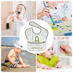 Bavaglino impermeabile personalizzato con nome e iniziale del bambino con tasca e chiusura regolabile Toddler mangiare alimentazione essenziale Baby Shower regalo di compleanno