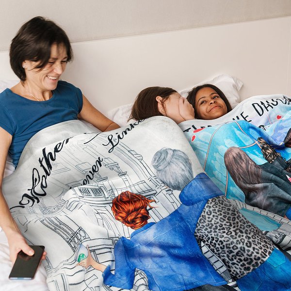 Personalized Mother And Daughter Forever Linked Together Shopping Blanket Birthday Mother's Day Gift for Mother Daughter