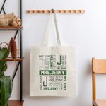 Gepersonaliseerde Multicolor Canvas Tas Handtas met Naam en Voorletter Waardering Terug naar School Cadeau voor Leraar