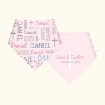 Personalized Cotton Baby Bib with Name and Date Christening Day Baby Shower Gift for Baby New Parents