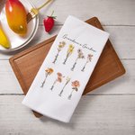 Personalized Birth Flower Tea Towel White Super Absorbent Gift for Grandma Mother