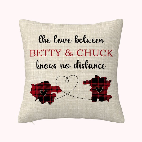 Family Love Two States Cushion Throw Pillow Cover