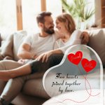 Personalisierte zwei Herzen zusammen durch Liebe Herz Acryl Plaque mit Paar Namen Valentinstag Jahrestag Geschenk für Paar verbunden