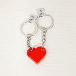 Personalised Heart Matching Blocks Keychain with Engraved Initial Heart Tag 2 Pcs Valentine's Day Anniversary Gift for Couple Friend
