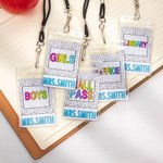 Personalised Bright Color Unbreakable Hall Pass Lanyard with Name Classroom Supplies Back to School Gift for Teacher