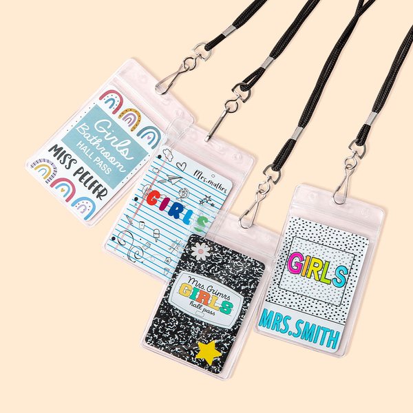 Cordón irrompible personalizado con nombre para pase de pasillo Material escolar Regalo de vuelta al cole para profesores