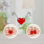 Personalised Heart Matching Blocks Keychain with Engraved Initial Heart Tag 2 Pcs Valentine's Day Anniversary Gift for Couple Friend