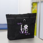 Personalized Love Veterinary Technician Tote Bag with Name Large Capacity Vet Tech Week Gift for Veterinarian Pet Lovers