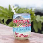 Gepersonaliseerde Besties Forever Niet zusters door bloed maar zusters door hart Wijn Tumbler Verjaardagscadeau voor zusters