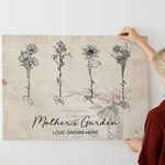 Tableau en Toile sans Cadre Personnalisé avec Nom et Fleurs de Naissance Cadeau Anniversaire Fête des Mères pour Grand-mère Mère