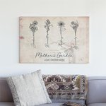 Tableau en Toile sans Cadre Personnalisé avec Nom et Fleurs de Naissance Cadeau Anniversaire Fête des Mères pour Grand-mère Mère