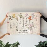 Personalized Watercolor Birth Flower Canvas Frameless Painting Gift for Grandmother Mother