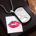 Personalised Engraved Lip Print Kiss Men's Necklace with Name Text Valentine's Day Anniversary Gift for Him