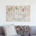 Personalized Watercolor Birth Flower Canvas Frameless Painting Gift for Grandmother Mother