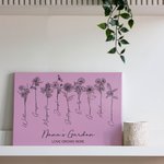 Tableau en Toile sans Cadre Personnalisé avec Nom et Fleurs de Naissance Cadeau Anniversaire Fête des Mères pour Grand-mère Mère