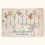 Personalized Watercolor Birth Flower Canvas Frameless Painting Gift for Grandmother Mother