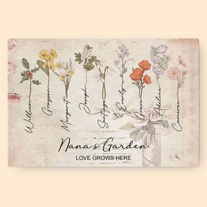 Peinture Aquarelle en Toile Personnalisée avec Fleur de Naissance Tableau sans Cadre Cadeau pour Grand-Mère Mère