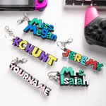 Personalized 3D Cartoon Keyring with Decorative Name Plate Birthday Gift for Kids Game Lovers