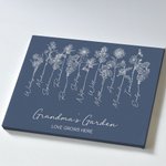 Tableau en Toile sans Cadre Personnalisé avec Nom et Fleurs de Naissance Cadeau Anniversaire Fête des Mères pour Grand-mère Mère