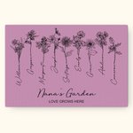 Tableau en Toile sans Cadre Personnalisé avec Nom et Fleurs de Naissance Cadeau Anniversaire Fête des Mères pour Grand-mère Mère