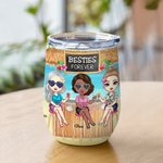 Personalized Best Bitches Here's To Another Year Of Bonding Over Alcohol Wine Tumbler Birthday Gift for Sisters