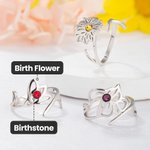 Personalisierte Geburt Blume Ring mit Geburtsstein einstellbar Schmuck Jahrestag Geburtstag Geschenk für Sie