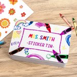 Personalised Rainbow Crayon Food-grade Metal Biscuit Tin Teacher Stuff Storage Tin with Name and Text Teacher Supply Teacher Appreciate Gift