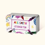 Personalised Rainbow Crayon Food-grade Metal Biscuit Tin Teacher Stuff Storage Tin with Name and Text Teacher Supply Teacher Appreciate Gift