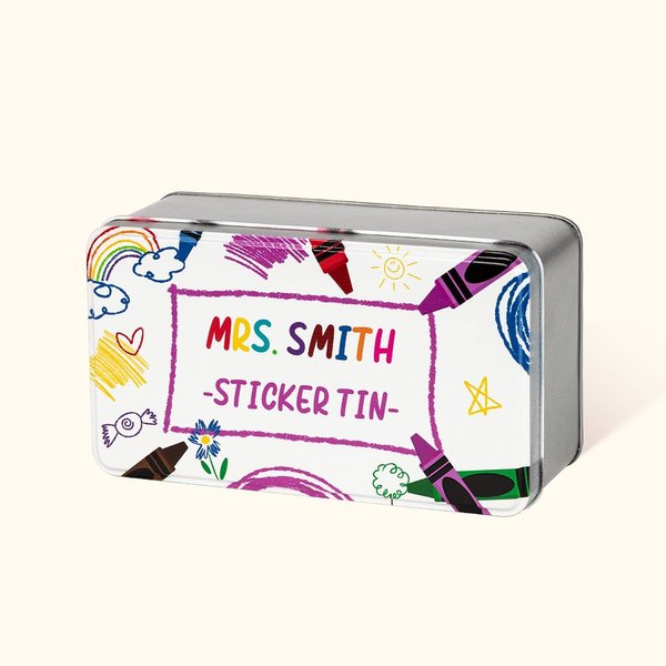Rainbow Crayon Tin with Name Teacher Appreciation