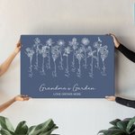 Tableau en Toile sans Cadre Personnalisé avec Nom et Fleurs de Naissance Cadeau Anniversaire Fête des Mères pour Grand-mère Mère