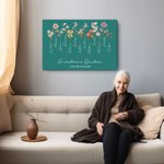 Personalized Watercolor Birth Flower Canvas Frameless Painting Gift for Grandmother Mother