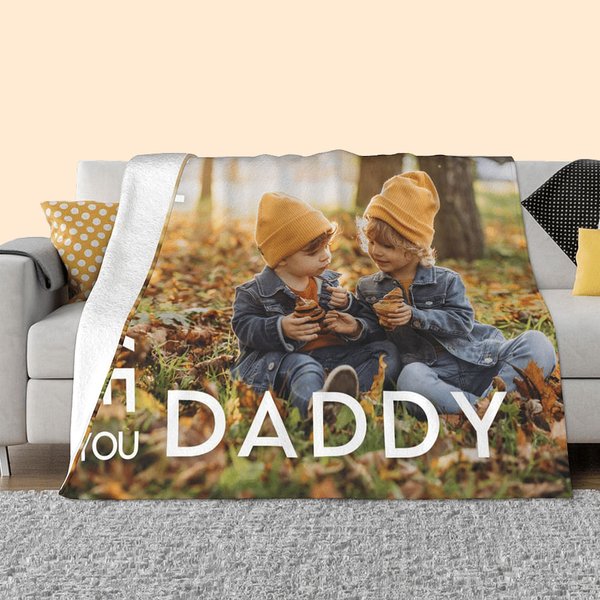 Personalized We Love You Daddy Mommy Photo Blanket Home Decoration Birthday Anniversary Gift for Family