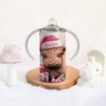 Tasse à boire personnalisée en acier inoxydable de qualité alimentaire avec nom Cadeau d'anniversaire pour les enfants Highland Cow Lover