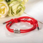 Personalized Name & Symbols Magnetic Matching Bracelet Set of 2 Adjustable Braided Bracelet Valentine's Day Anniversary Gift for Couple Best Friend