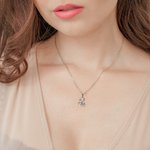 Personalized Leaf Initial and Bear Pendant Necklace with Birthstone and Engraved Name Bohemian Jewellery Birthday Anniversary Gift for Her