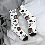 Calzini personalizzati multicolore Calzini alti fino al ginocchio con foto Regalo di laurea morbido e traspirante per l'amico compagno di classe