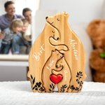Personalized Wooden Bear Family Puzzle with 2-8 Names and Red Heart Desk Decoration Birthday Mother's Day Gift for Family