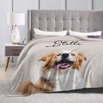 Couverture Douce Personnalisée avec Photo d’Animal et Nom Effet Peinture à l’huile Cadeau Pendaison de Crémaillère pour Amoureux des Animaux