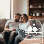 Plaque coeur en acrylique transparent avec nom et message chaleureux Décoration de bureau Cadeau d'anniversaire de St Valentin pour couple