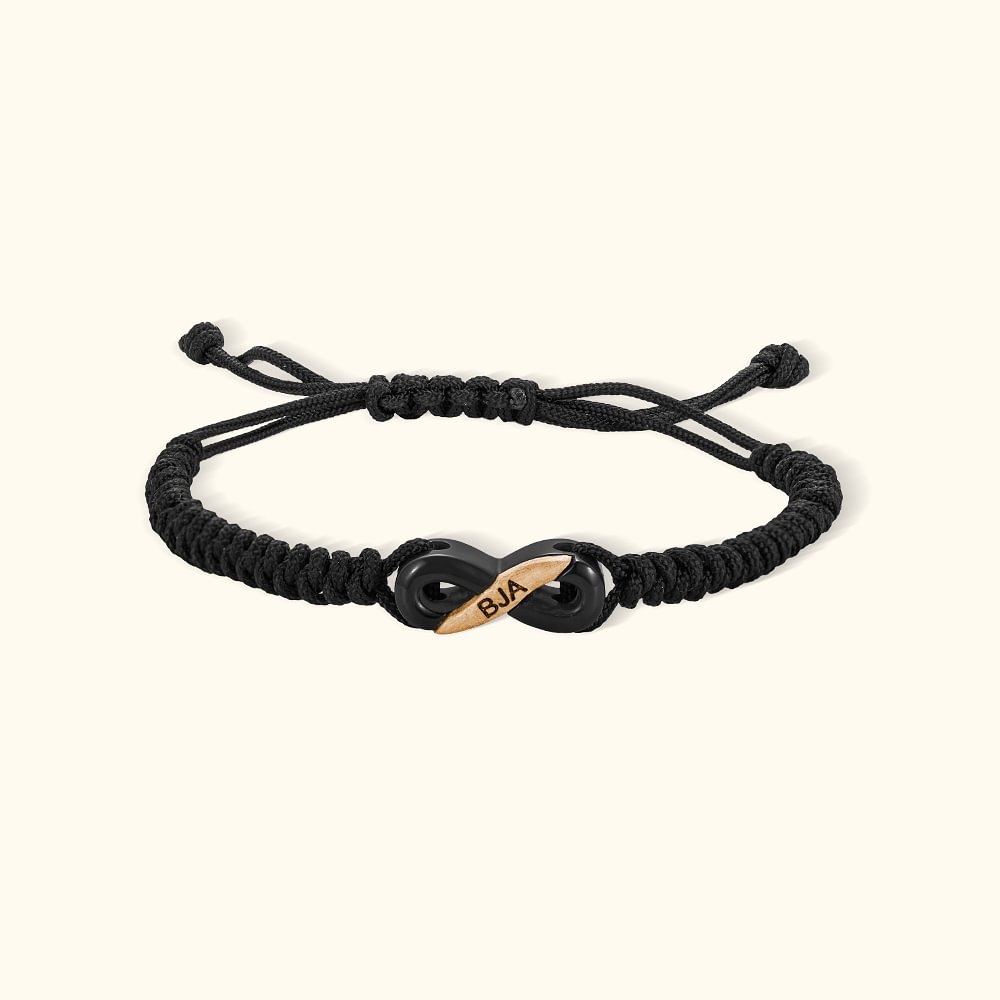 Bracelet Réglable Breloque en Corne de Buffle Forme Symbole d'Infini Bracelet Personnalisé avec Texte Cadeau de Saint-Valentin pour Couple