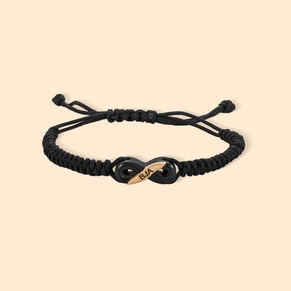 Pulsera Ajustable Infinita de Hueso de Búfalo Personalizada con Monograma Grabado Regalo de San Valentín para Pareja