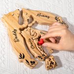 Personalized Wooden Bear Family Puzzle with 2-8 Names and Red Heart Desk Decoration Birthday Mother's Day Gift for Family