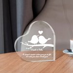 Plaque coeur en acrylique transparent avec nom et message chaleureux Décoration de bureau Cadeau d'anniversaire de St Valentin pour couple