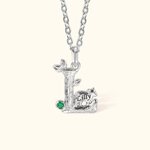 Personalized Leaf Initial and Bear Pendant Necklace with Birthstone and Engraved Name Bohemian Jewellery Birthday Anniversary Gift for Her