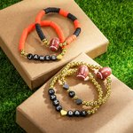 Personalized 4 Pcs Football Game Day Stackable Bracelet Sports Team Jewelry Gift for Football Fans Football Mom