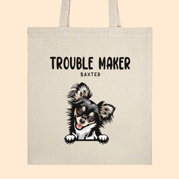 Personalizzato Trouble Maker Pet Party Tote Bag Riutilizzabile Shopping Bag Divertente regalo di compleanno per il proprietario di un cane e un gatto
