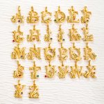 Personalized Leaf Initial and Bear Pendant Necklace with Birthstone and Engraved Name Bohemian Jewellery Birthday Anniversary Gift for Her